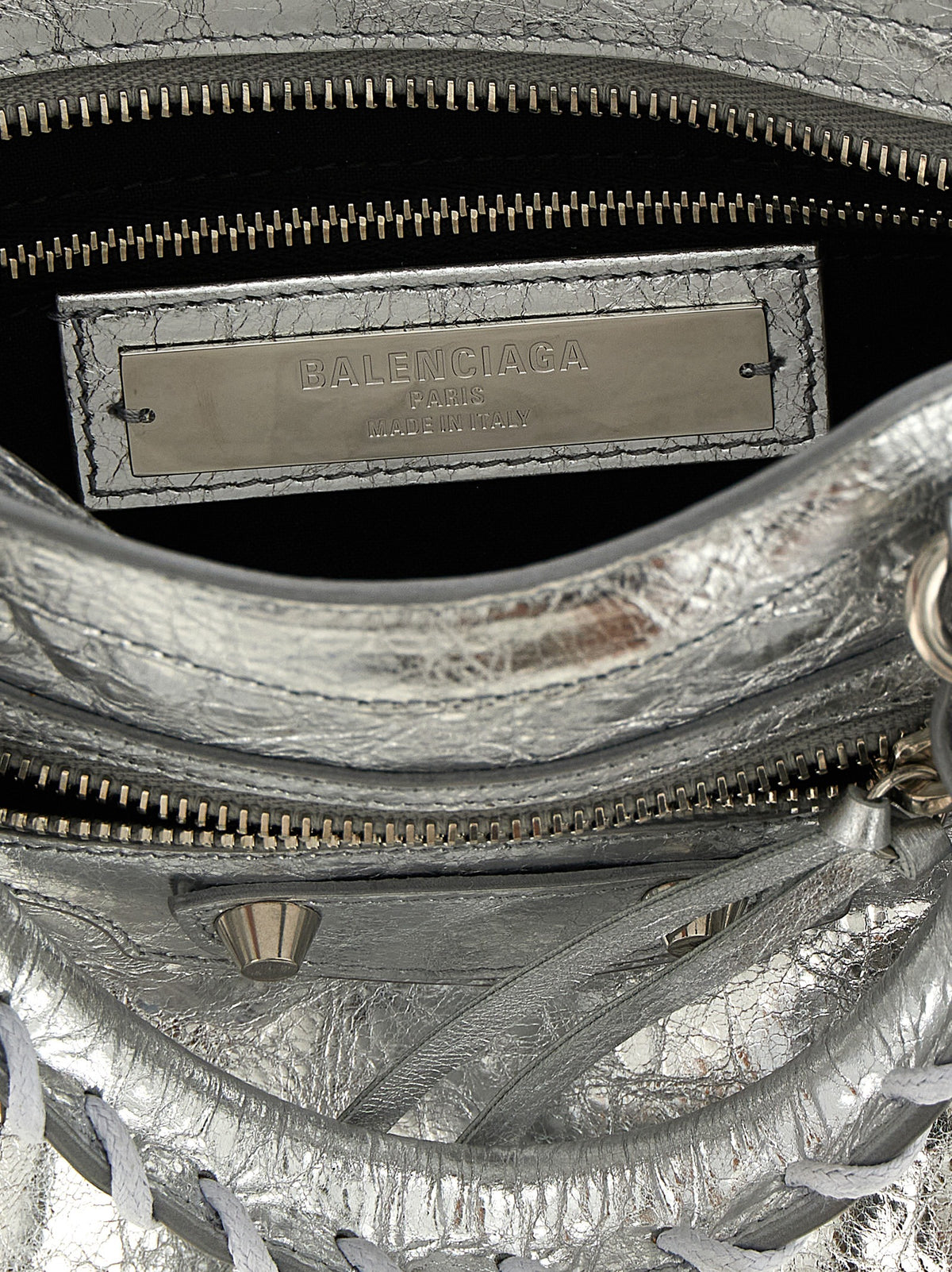 Silver Lamb Leather Handbag