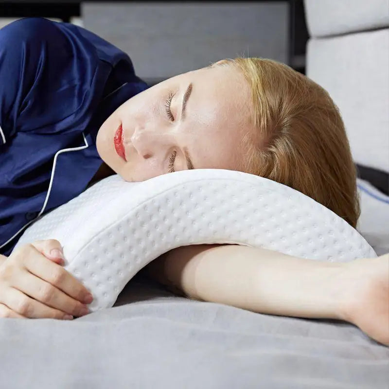 Memory Foam Pillow Tunnel Slow Rebound Pressure Pillow Arm Pillow Spooning Pillow Arched Neck Cervical Pillow for Travel