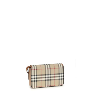 Beige Polyurethane Shoulder Bag