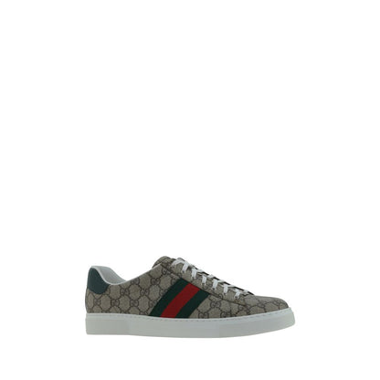 Beige Fabric Low Top Sneakers