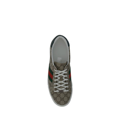 Beige Fabric Low Top Sneakers