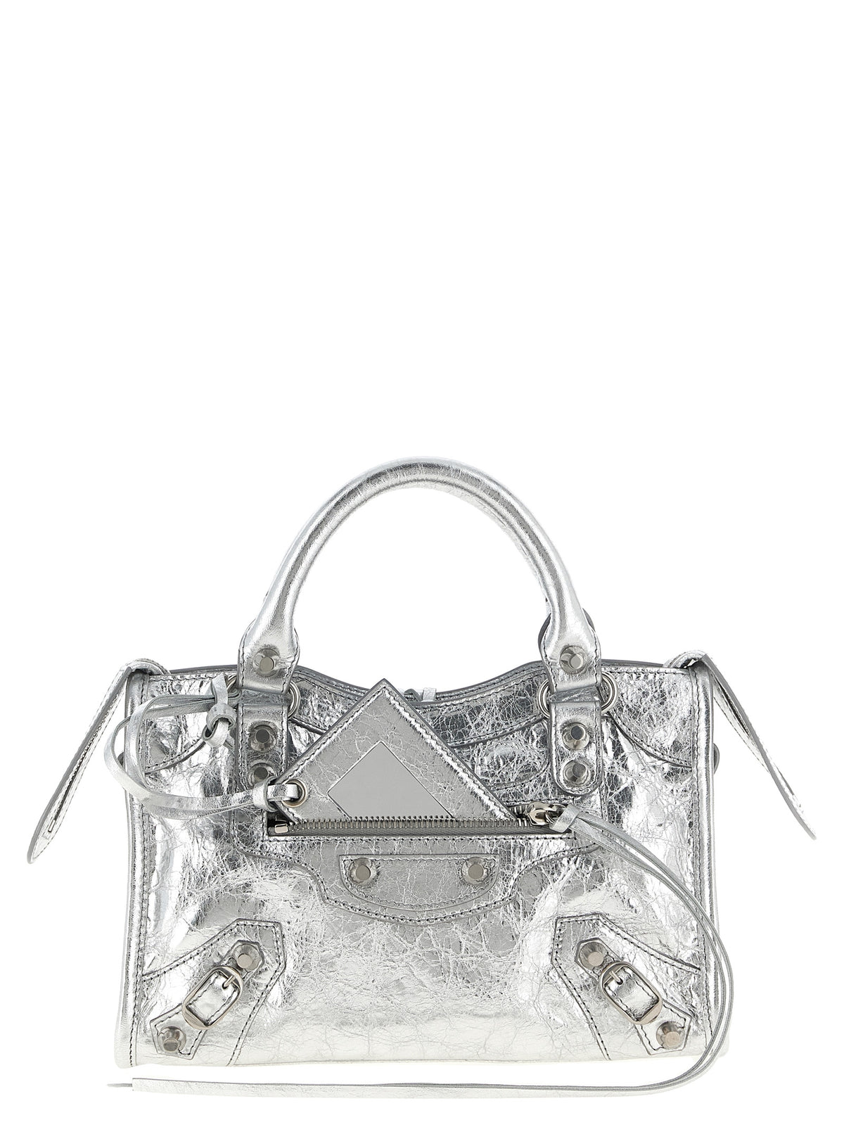 Silver Lamb Leather Handbag