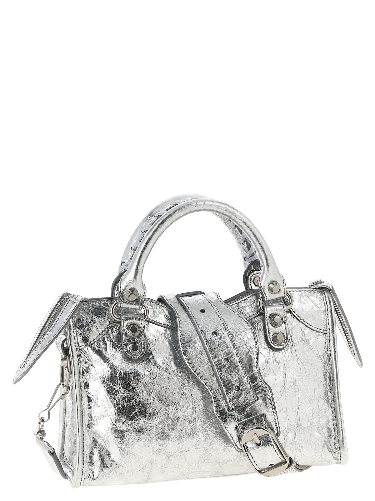 Silver Lamb Leather Handbag