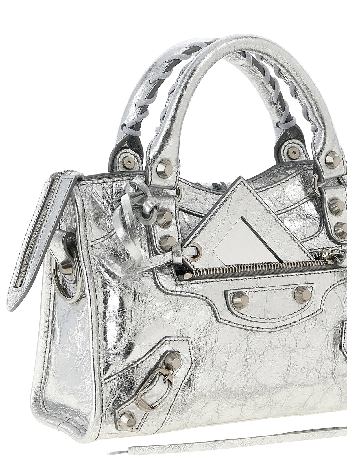 Silver Lamb Leather Handbag