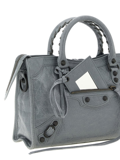 Gray Lamb Leather Handbag
