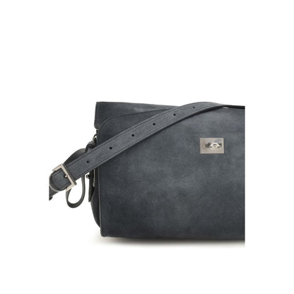Blue Suede Leather Shoulder Bag
