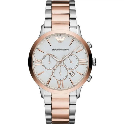 Silver and Bronze Steel Chronograph Watch