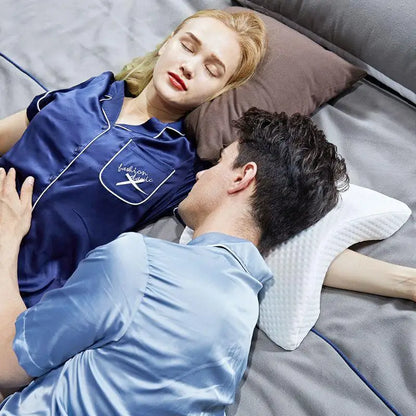 Memory Foam Pillow Tunnel Slow Rebound Pressure Pillow Arm Pillow Spooning Pillow Arched Neck Cervical Pillow for Travel