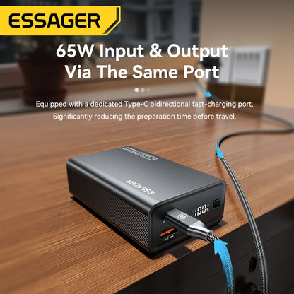 Essager Power Bank 20000mAh Portable PD 65W Fast Charging Mobile Phone External Battery Powerbank For IPhone17 16 15 Laptop Mac