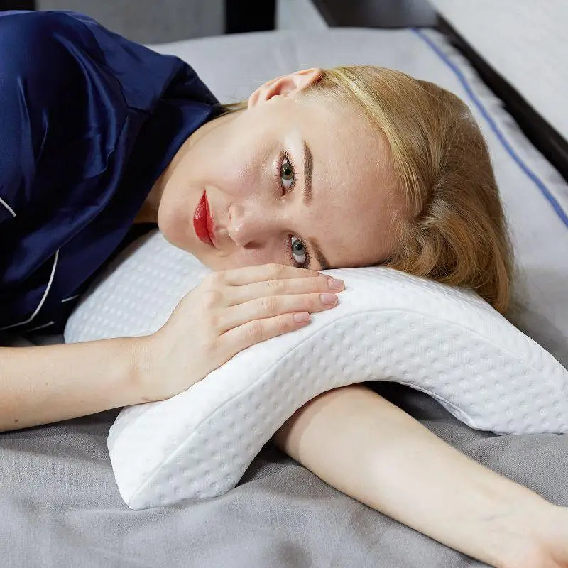 Memory Foam Pillow Tunnel Slow Rebound Pressure Pillow Arm Pillow Spooning Pillow Arched Neck Cervical Pillow for Travel