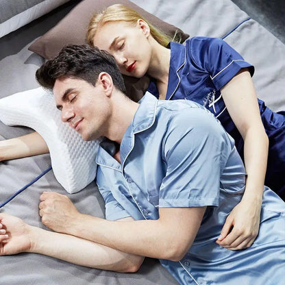 Memory Foam Pillow Tunnel Slow Rebound Pressure Pillow Arm Pillow Spooning Pillow Arched Neck Cervical Pillow for Travel