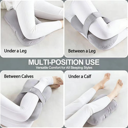 Knee Pillow for Side Sleepers，Support Leg Pillow for Hip & Back Pain, Plush Bind Belt & Machine Washable