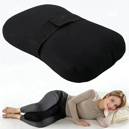Knee Pillow for Side Sleepers，Support Leg Pillow for Hip & Back Pain, Plush Bind Belt & Machine Washable