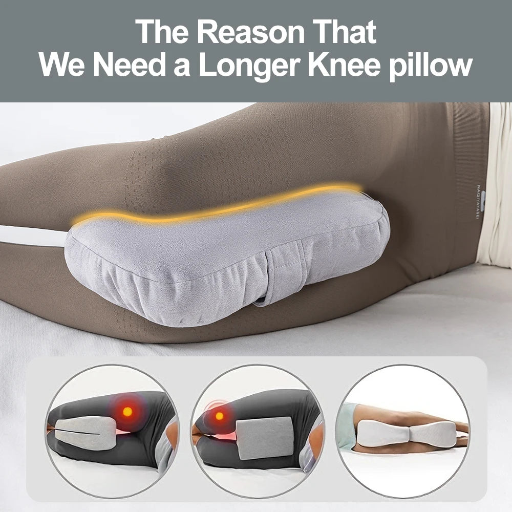 Knee Pillow for Side Sleepers，Support Leg Pillow for Hip & Back Pain, Plush Bind Belt & Machine Washable