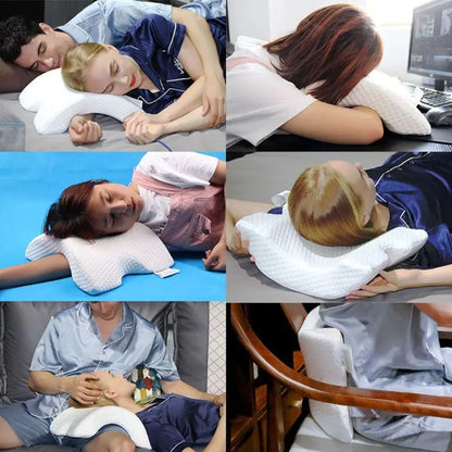Memory Foam Pillow Tunnel Slow Rebound Pressure Pillow Arm Pillow Spooning Pillow Arched Neck Cervical Pillow for Travel