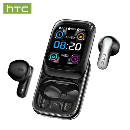 HTC NE48 TWS Wireless Earbuds AI Translation 2K HD Touchscreen Bluetooth 6.0 IPX5 ENC Noise Cancelling Sports Headphone