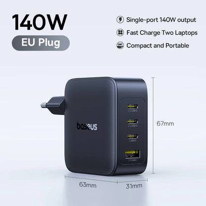 【New Sale】Baseus 140W GaN Charger PD Charger USB C Charger Fast Charge For Macbook Tablet Phone Charger For iPhone 17 16 15 14
