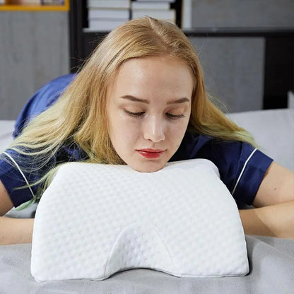 Memory Foam Pillow Tunnel Slow Rebound Pressure Pillow Arm Pillow Spooning Pillow Arched Neck Cervical Pillow for Travel