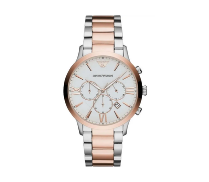 Silver and Bronze Steel Chronograph Watch
