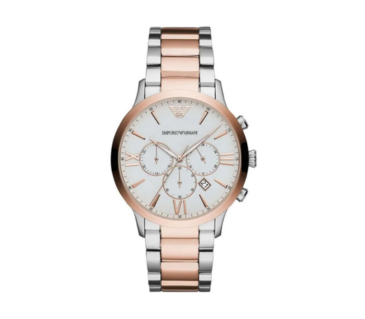 Silver and Bronze Steel Chronograph Watch